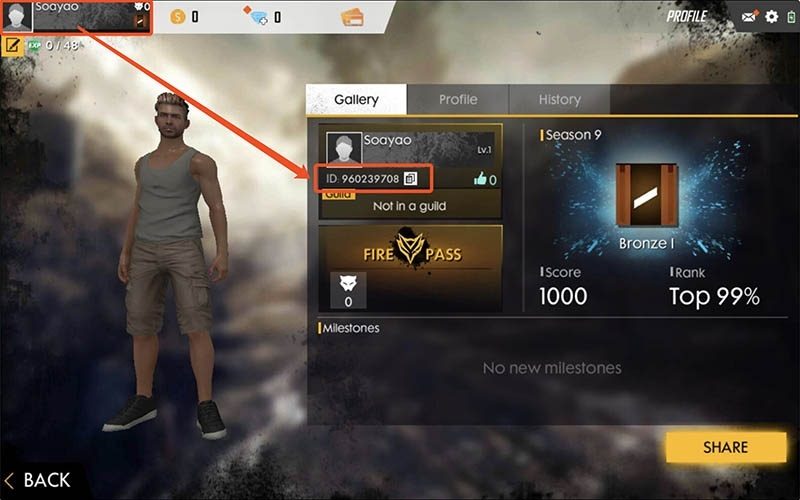 free fire max top up player id