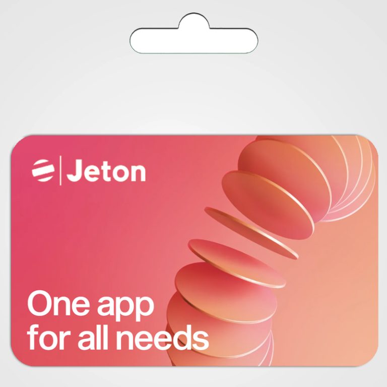 JetonCash Voucher EU pink and orange gradient voucher card with logo